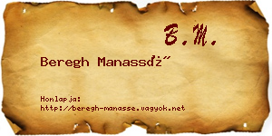 Beregh Manassé névjegykártya